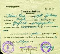 Vera Tomanic's travel pass
