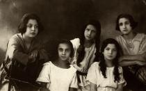 Lubov Ratmanskaya with her sister Vera Bayburova and friends Sonya Grif and Sarah Shkurovich