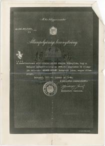 Miklos Molnar's citizenship certificate