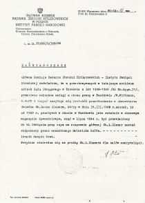 Certificate regarding the trial of SS-man Ruff in Tarnow